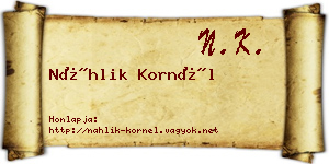 Náhlik Kornél névjegykártya